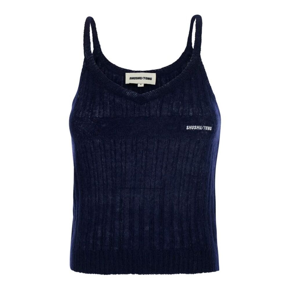 Shushu/Tong Women Knit Cami Top With Kid Mohair And Blue Wool For Women